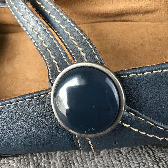 Taos Footwear Blue Leather Mary Jane Flats Sz 8 - Picture 9 of 12